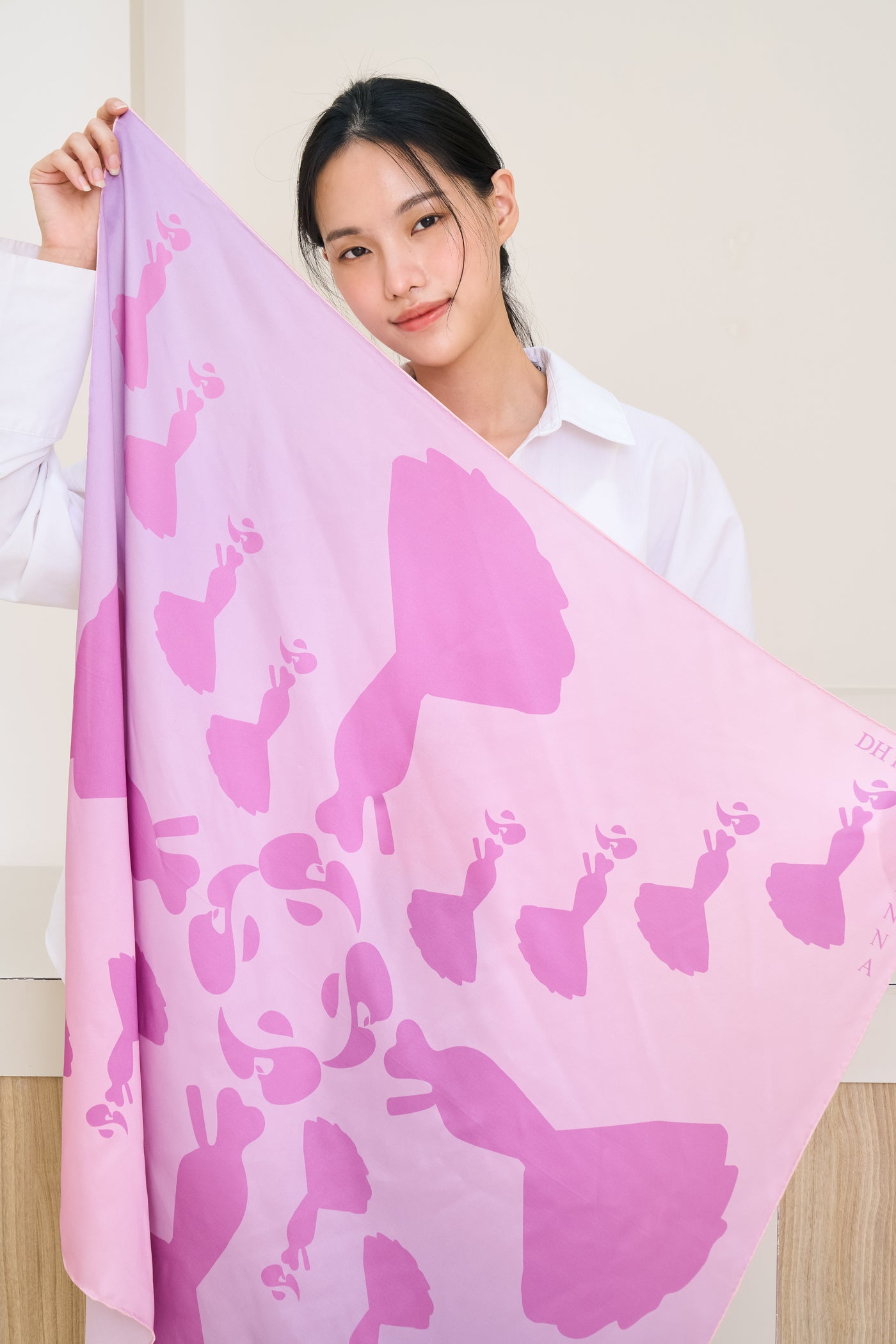 pink purple couture dress artistic silk scarf