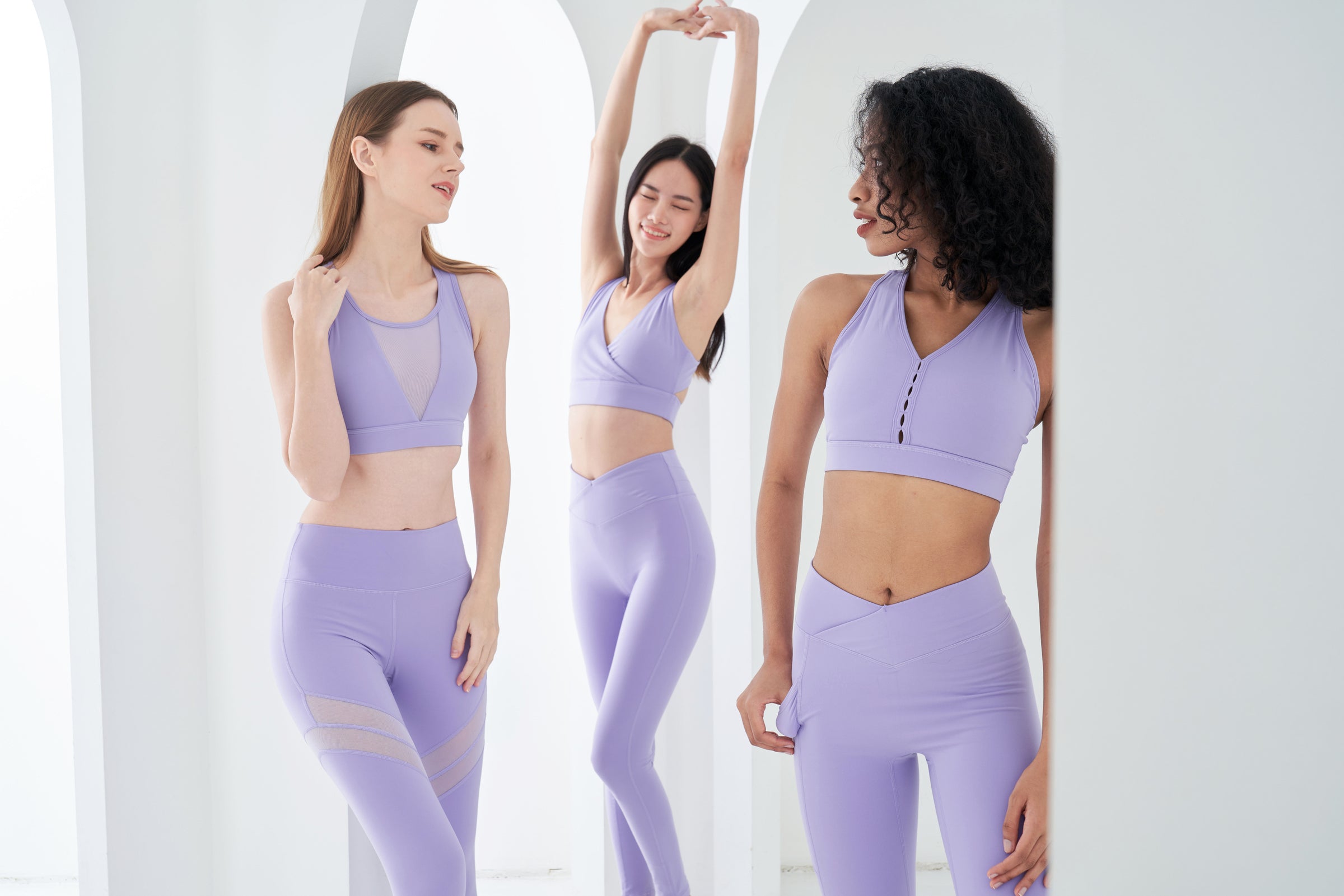 activewear purple group photo