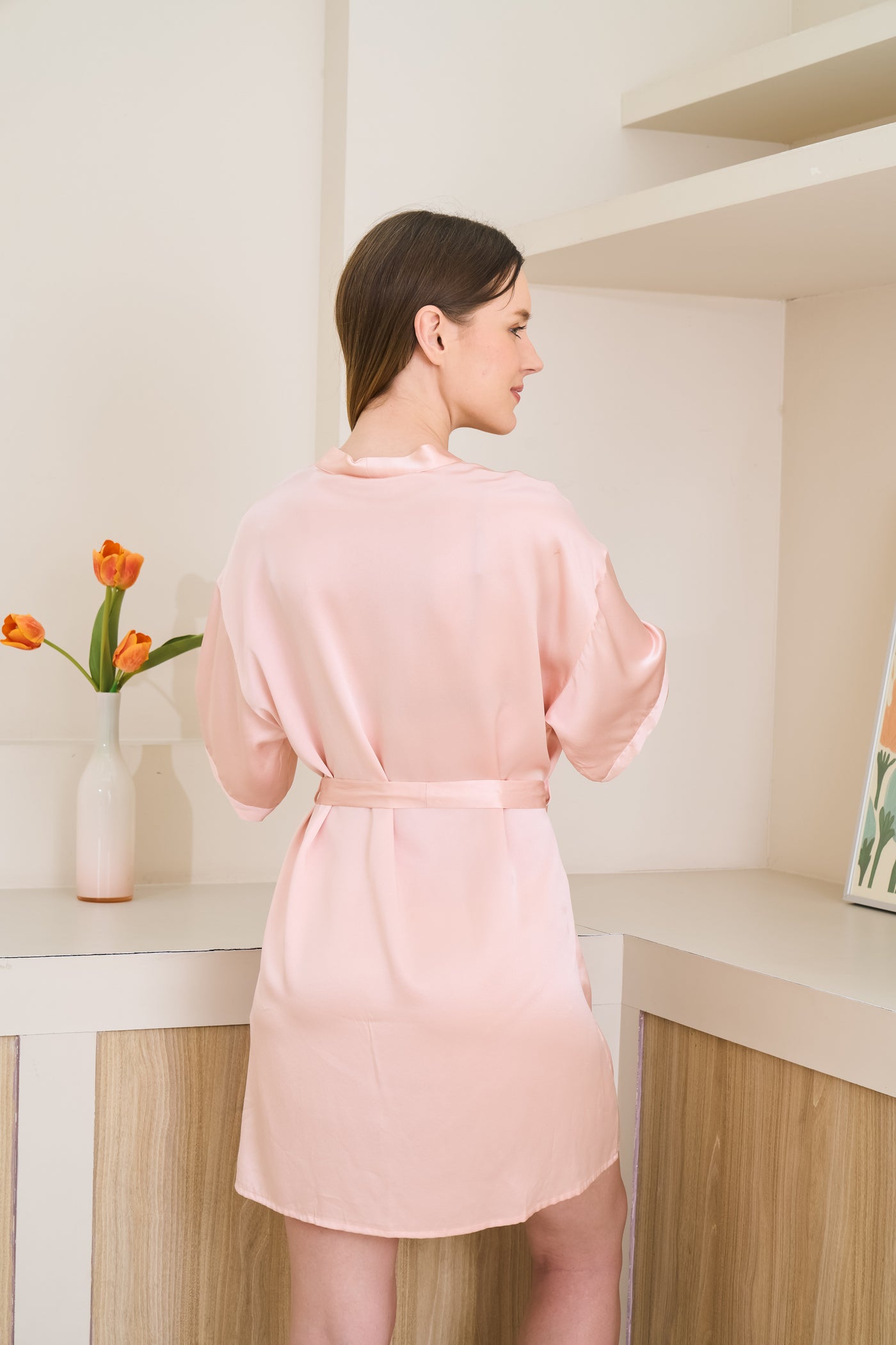 silk dressing gown robe pink
