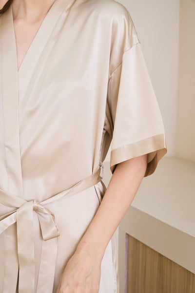 champagne silk dressing gown