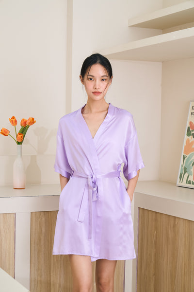 silk dressing gown lilac 