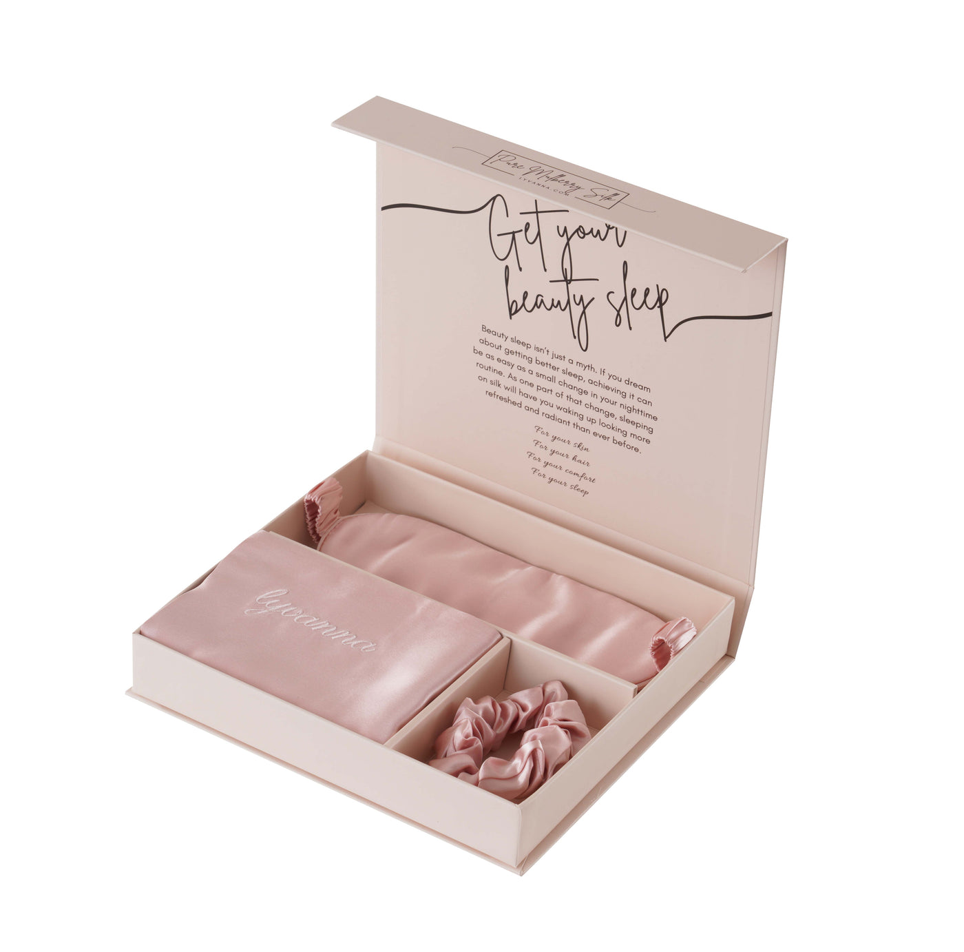 pink  silk set gift box