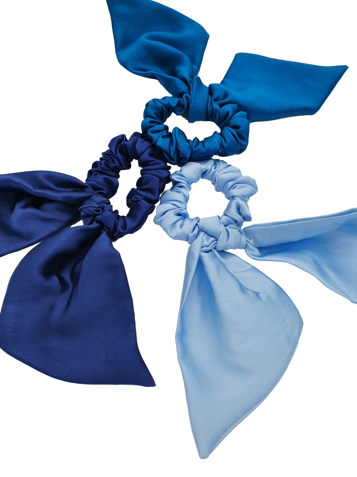 Silk Bowknot Scrunchies blue navy 