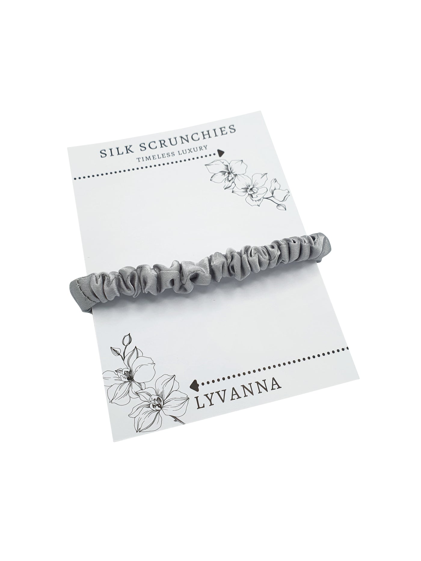 small silver silk scrunchies