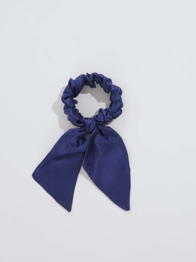 silk scrunchie navy blue