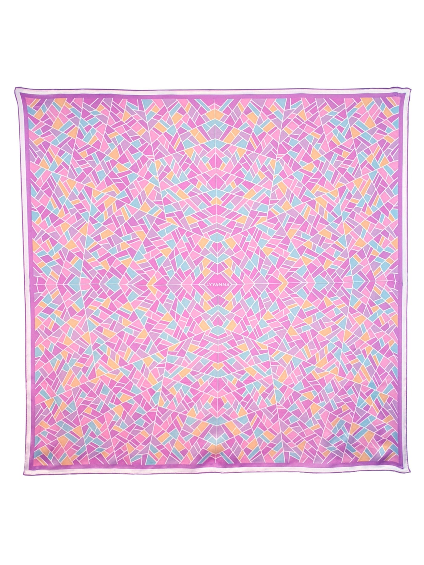 pink silk scarf with mosaic pattern