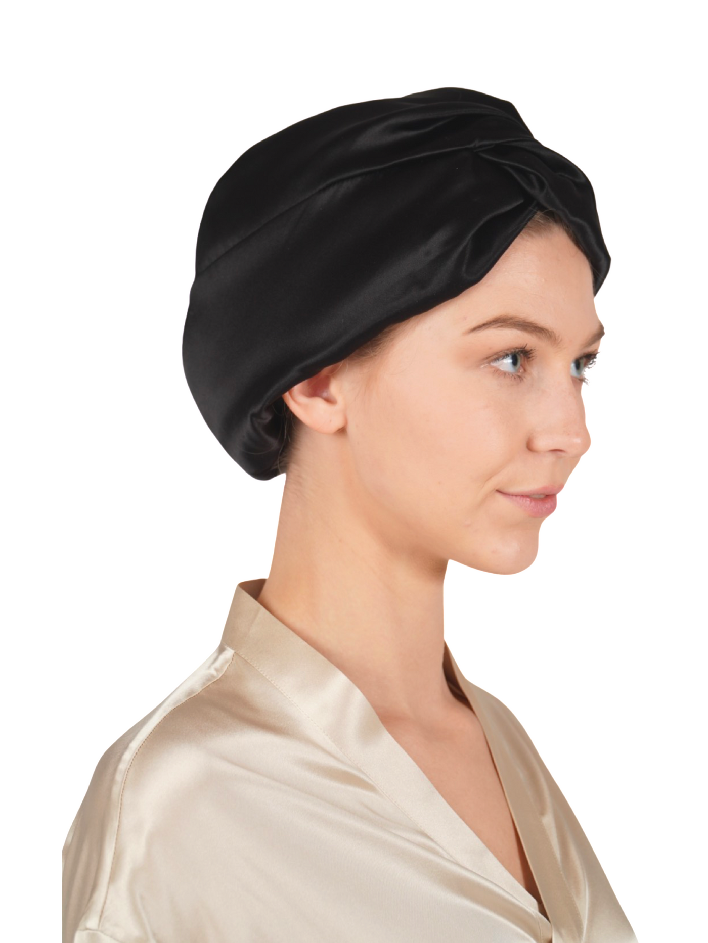 silk turban sleep cap black