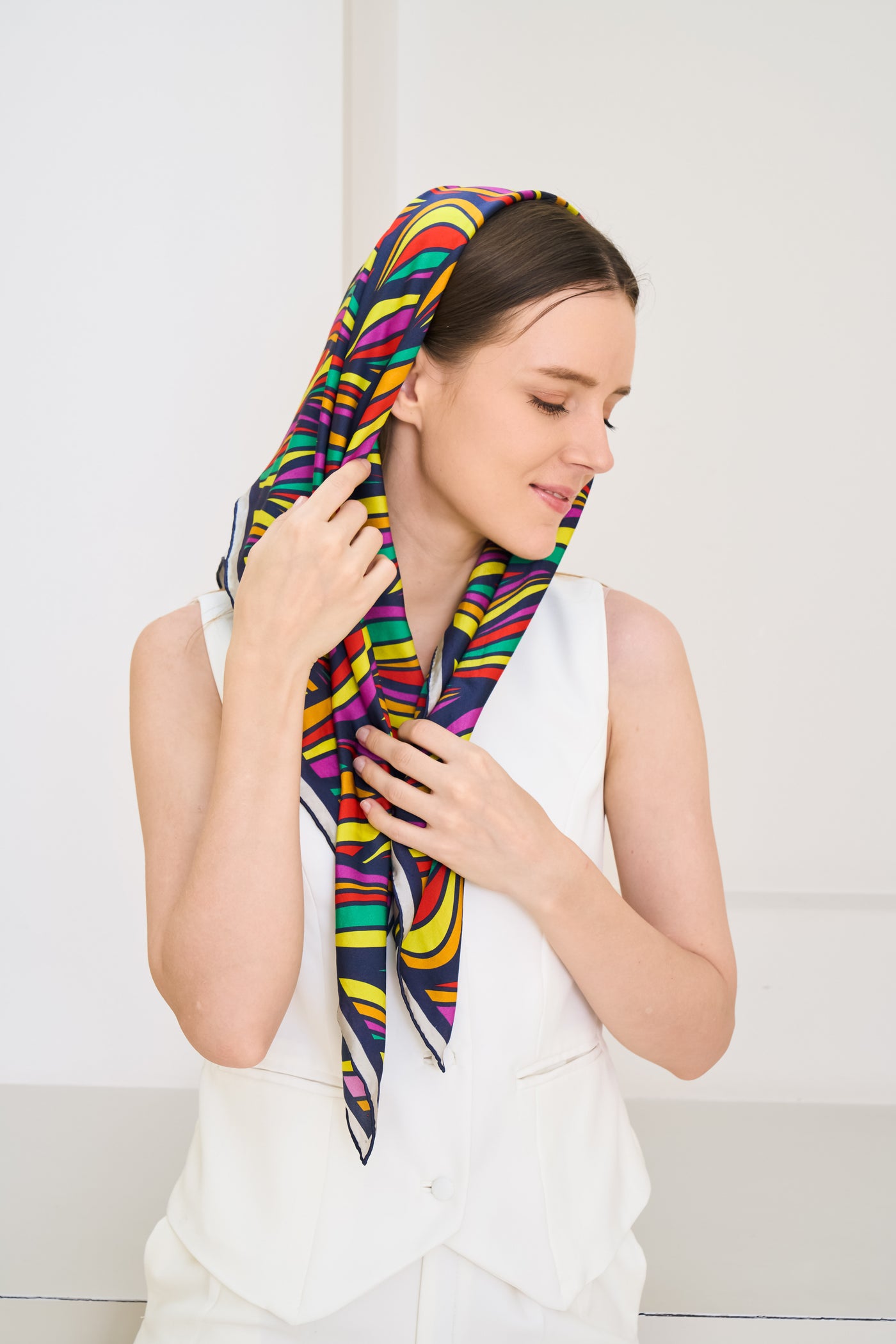 colourful silk scarf with autumn tones