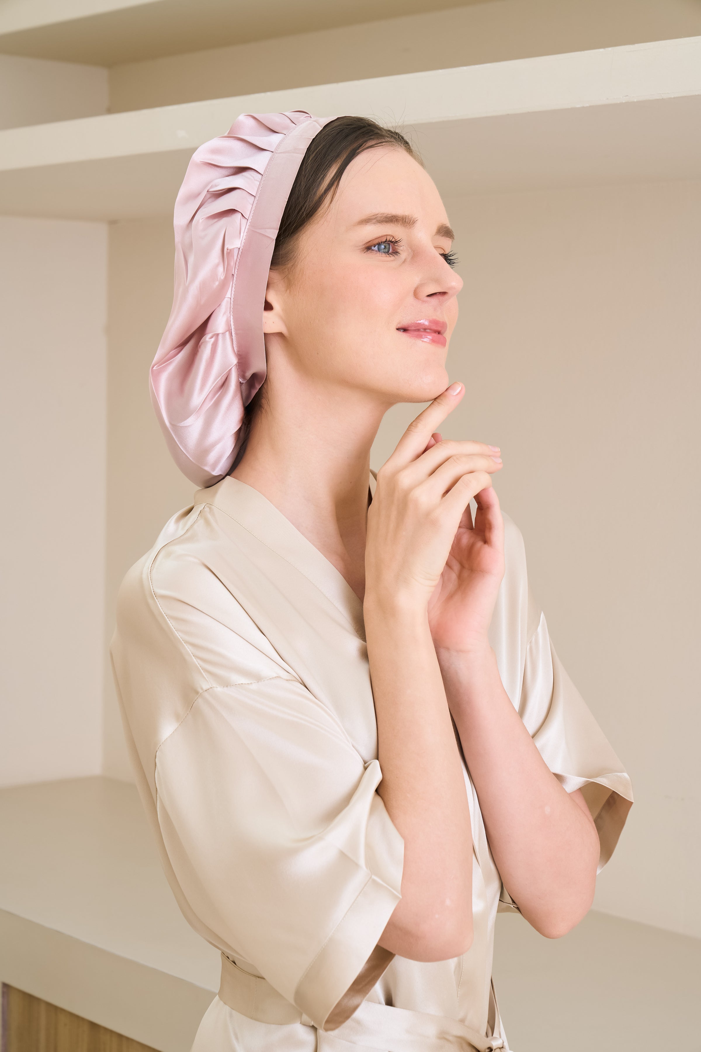 silk sleep cap pink 
