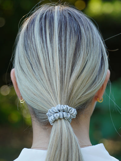 silk scrunchie silver